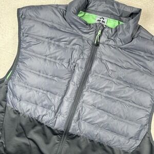 Sun Mountain Vest Mens Large Poly/Duck Down Full Zip Black Gray Green